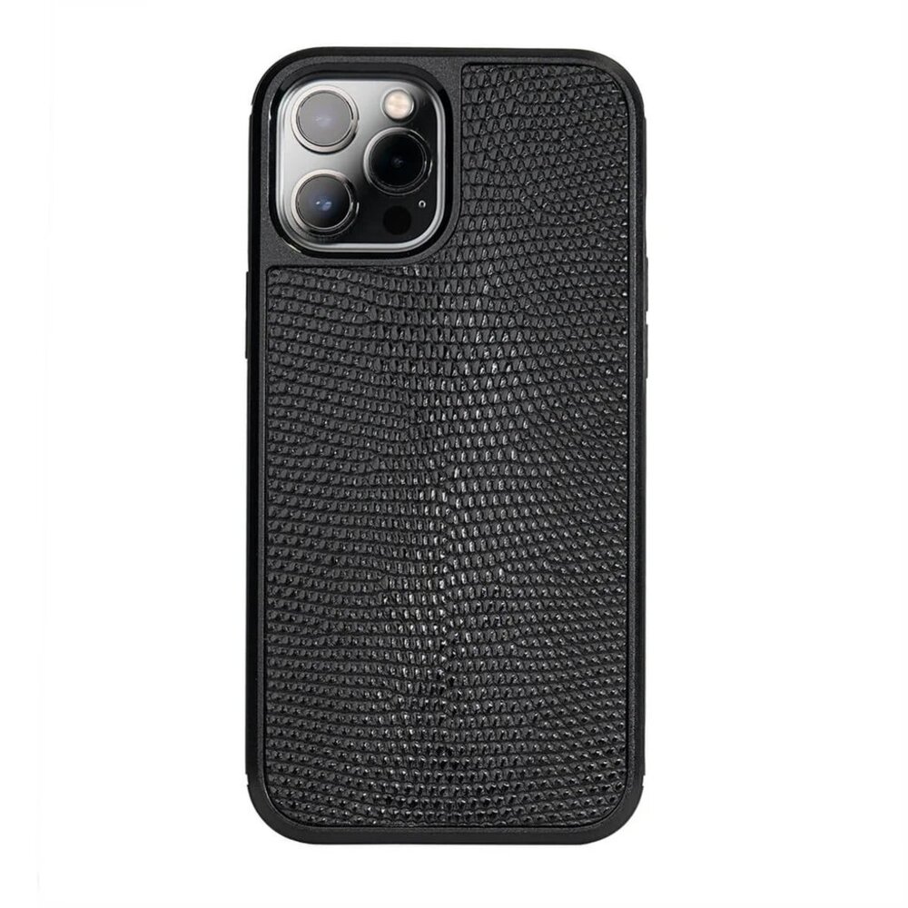 Handcrafted iPhone 12 Pro Max Case - Premium LIzard - Black Color